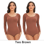 Women's Long Sleeve Stretch Thong Bodysuit