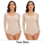 Women's Long Sleeve Stretch Thong Bodysuit