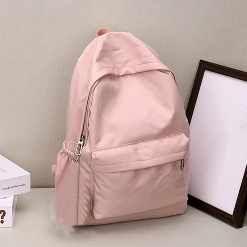 Waterproof Large-Capacity School Backpack – Smooth Zipper, Solid Color, Casual Daypack for Students