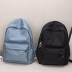 Waterproof Large-Capacity School Backpack – Smooth Zipper, Solid Color, Casual Daypack for Students