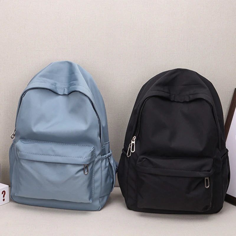 Waterproof Large-Capacity School Backpack – Smooth Zipper, Solid Color, Casual Daypack for Students