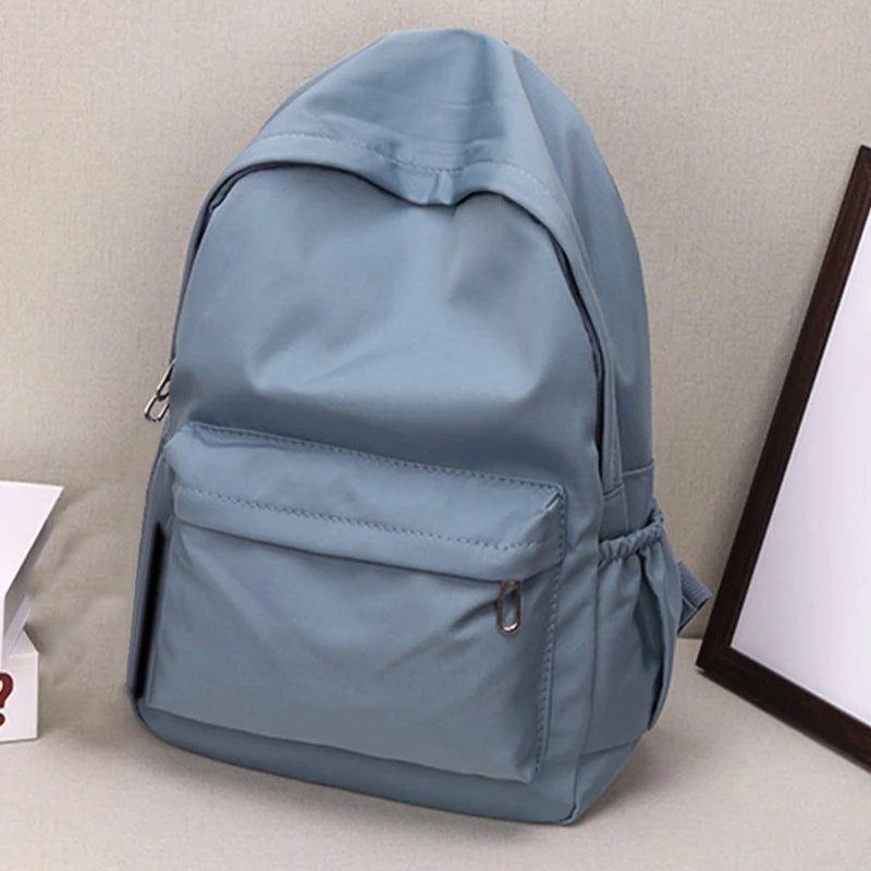 Waterproof Large-Capacity School Backpack – Smooth Zipper, Solid Color, Casual Daypack for Students