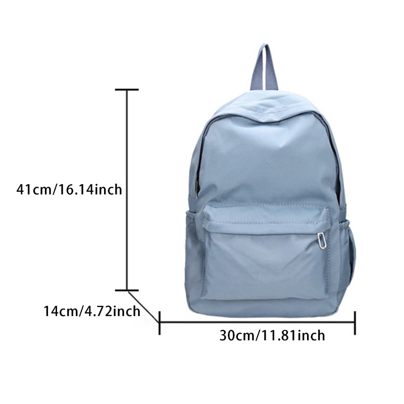 Waterproof Large-Capacity School Backpack – Smooth Zipper, Solid Color, Casual Daypack for Students