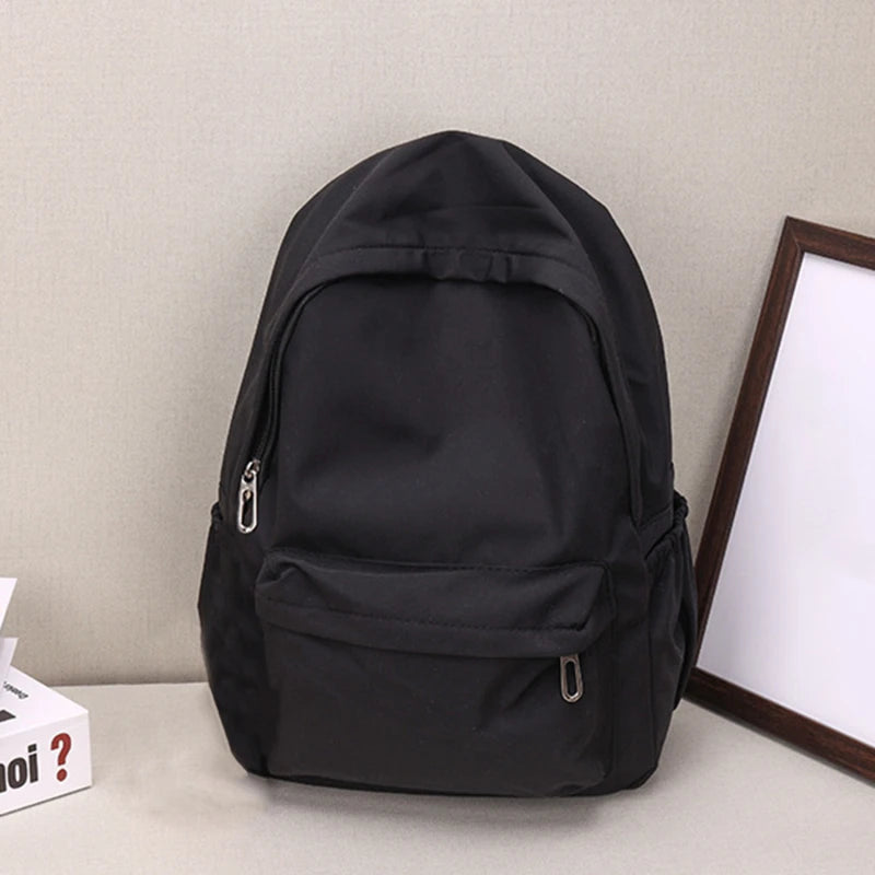 Waterproof Large-Capacity School Backpack – Smooth Zipper, Solid Color, Casual Daypack for Students
