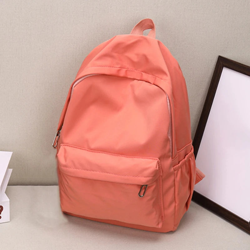 Waterproof Large-Capacity School Backpack – Smooth Zipper, Solid Color, Casual Daypack for Students