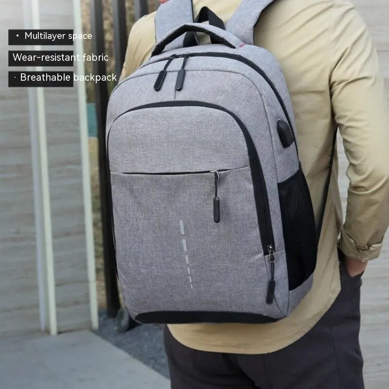Men’s Large-Capacity Backpack – Simple, Stylish Travel & Laptop Bag for Students