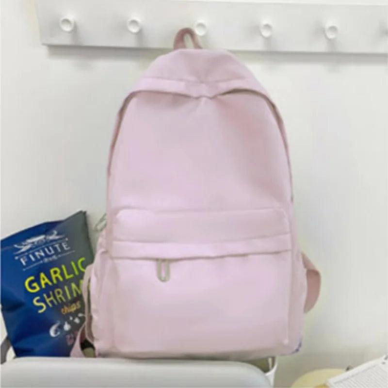 Waterproof Large-Capacity School Backpack – Smooth Zipper, Solid Color, Casual Daypack for Students