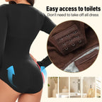 Women's Long Sleeve Stretch Thong Bodysuit